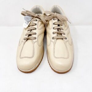 HOGAN Women Sneakers Size EU 38.5 US 8 Beige Tan White Leather Vintage NEW RARE